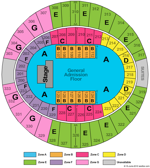 Cajundome End Stage GA Zone Seating Chart